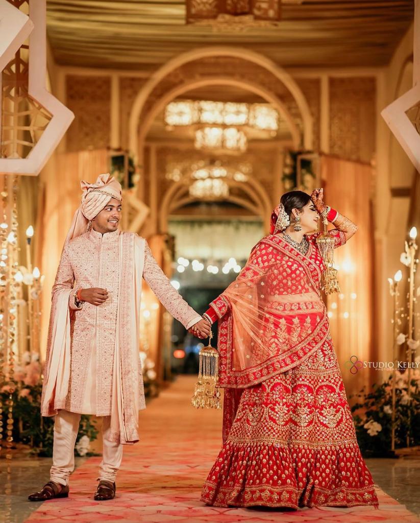 This Bride Donned A Heavily Embroidered Red 'Lehenga' On Her Wedding